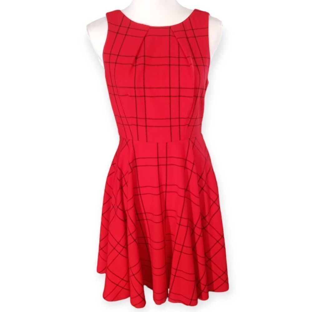 ELLE RED & BLACK DRESS SZ.4 EUC.  NO BELT.